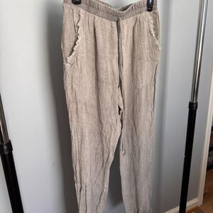 Vintage Jella C. Frayed Linen Blend Cropped Joggers Size S/M